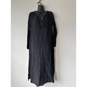 Honest Cotton Black Gauze Maxi Dress 100% Cotton Artisan Lagenlook S/M
